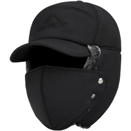 Pilot Cap, Flying Hat, Cold Weather Hat, Earmuff, Fashion, Unisex 1, blue (navy blue)