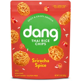 DANG Sticky Rice Chips | Sriracha Spice | 4 Pack | Vegan, Gluten Free, Non Gmo Rice Crisps, Healthy Snacks Made With Whole Foods | 3.5 Oz Bags
