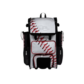 Boombah Superpack Hybrid Rolling Bat Bag - Homerun Baseball Bat Pack White/Black/Red - Wheeled & Backpack Version