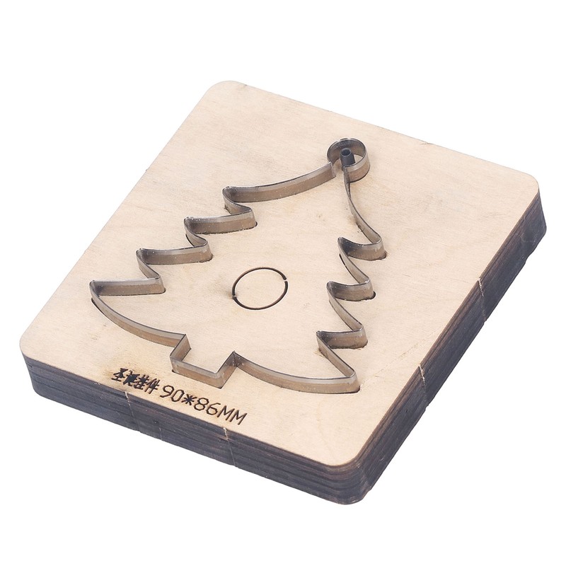 Leather Cutting Die Christmas Tree Alloy Steel and Birch Wood