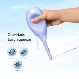 ZEY LUXE Upgraded Handheld Travel Bidet, Peri Bottle – Strong Pressure Manual Portable Bidet for Postpartum Care, Feminine Hygiene, Soft Squeeze, Wall-Mountable Hook, Carry Bag (Purple, 400 ML)