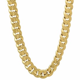 6.3mm 14k Yellow Gold Plated Flat Cuban Link Curb Chain Necklace, 36 inches