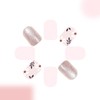 24 Pcs White Press on Nails Short Square,YIHONGYUAN Sweet Glitter