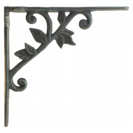 Flag Emotes Wall Shelf Bracket Decorative Cast Iron Brace Vine & Leaf Verdigris 8.375" Deep