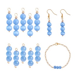 COGCHARGER Pack of 10 Cat Eye Gemstone Round Beads Charm Connector Natural Crystals for Making Jewellery Necklaces Earrings