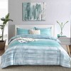 Blue Grey Striped Queen Size Duvet Cover - Teal and