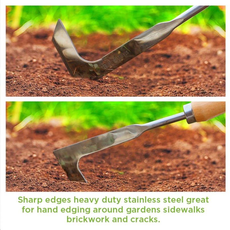NEISRAI Crack Weeder Garden Crevice Weeding Tool Wood Handle Driveway