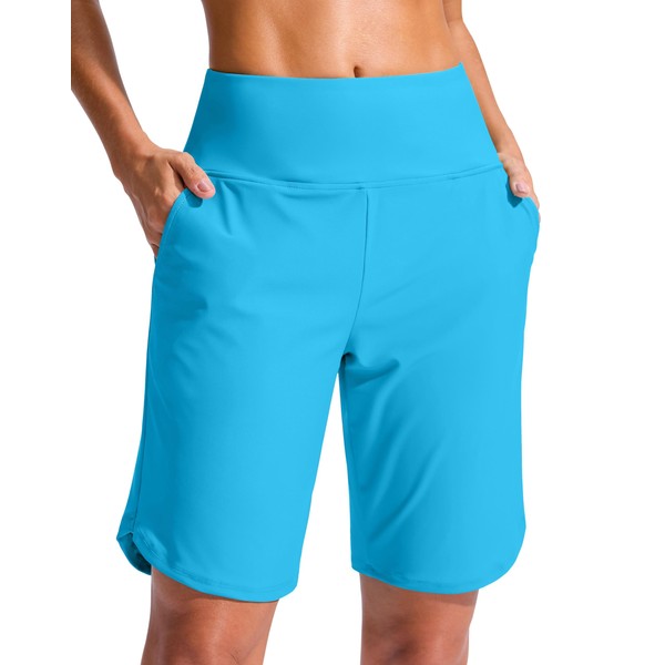 G Gradual Women's 9" Long Swim Board Shorts High Waisted