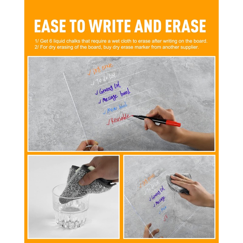 Acrylic Dry Erase Board to Do List Desktop Clear Memo