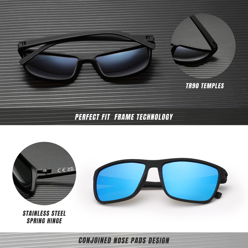 Ninesun Classic Square Sunglasses for Men and Women Lightweight Polarized