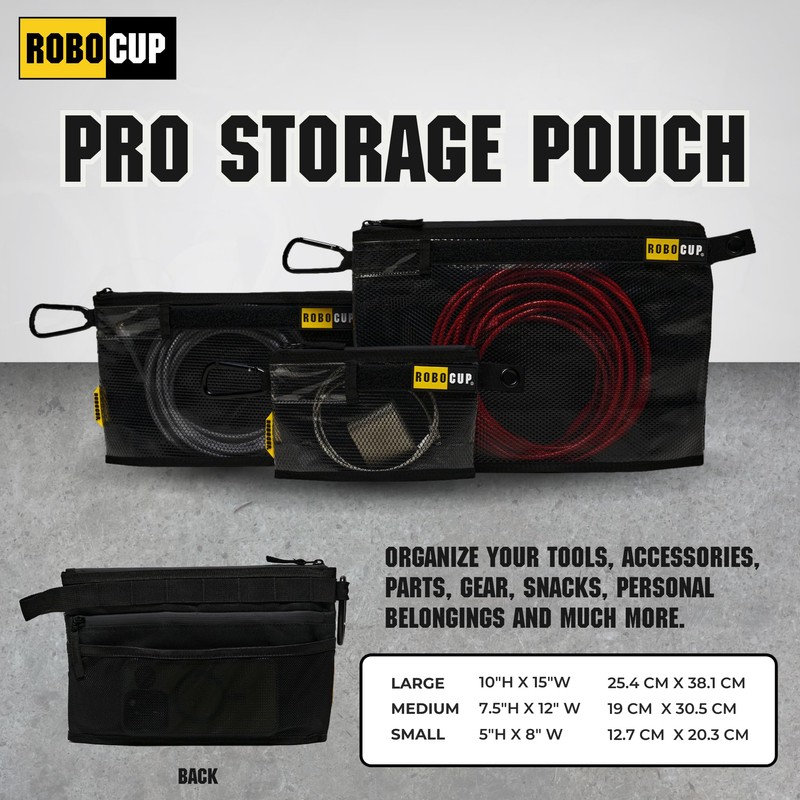 ROBOCUP Pro Zippered Storage Pouch, 3 Sizes Sold Individually or
