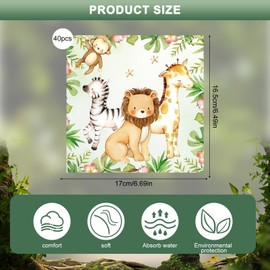 lafo Napkins for Children's Birthday Party, Pack of 40 Napkins 1st Birthday Boys with Forest Animal Motifs, Wild One Napkins Children's Birthday, 33 x 33 cm Wild One Theme Napkins Decoration (cute)