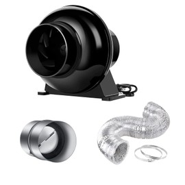 iPower 4 Inch 195 CFM Inline Duct Ventilation Exhaust Fan, 8 Feet Ducting and Backdraft Shutter Damper for Grow Tent, HVAC Heating Cooling, 2 Clamps Included