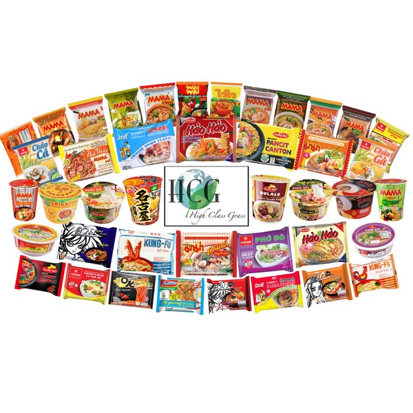 Ramen Noodles from Around the World Snack Box Variety Pack of 10 Instant Noodles - Japanese, Filipino, Thai, Vietnamese with Around the World Sticker, 10 Count (Pack of 1)