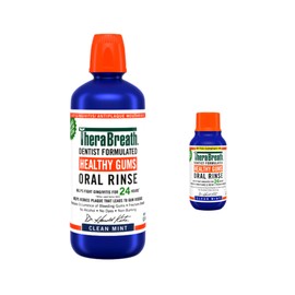 Thera Breath TheraBreath Healthy Gums Mouthwash, Clean Mint, Antigingivitis, 1 Liter (33.8 fl oz) + Travel Size, 3 fl oz