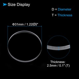 CoCud Watch Glass Crystal Lens, 31mm Diameter 2.5mm Thick, Round Flat Mineral Ultra-Clear Watch Glass Replacements - (Applications: for Watchmaker DIY Repairs)