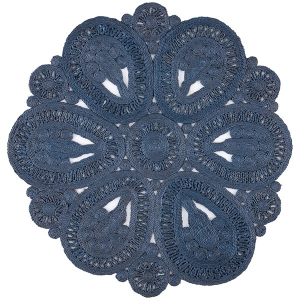 SAFAVIEH Natural Fiber Round Collection 3' Round Navy NF360N Handmade