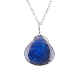 Heart-Shaped AA Labradorite Gemstone Necklace - 925 Sterling Silver - Rhodium Plated - Unique Spectrolite Pendant - Chakra Healing – Lovely Minimalistic - Perfect Gift for Women by OdrillionGems