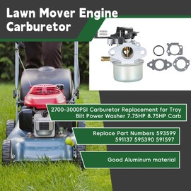 ALL-CARB 2700-3000PSI Carburetor Replacement for Troy Bilt Power Washer 7.75HP 8.75HP Carb Replacement for 593599 591137 595390 591597