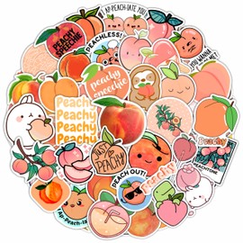 BulbaCraft Peach Stickers for Water Bottle and Laptop - Waterproof Vinyl Fruit Decals, Peach Gifts, Gifts for Women & Men