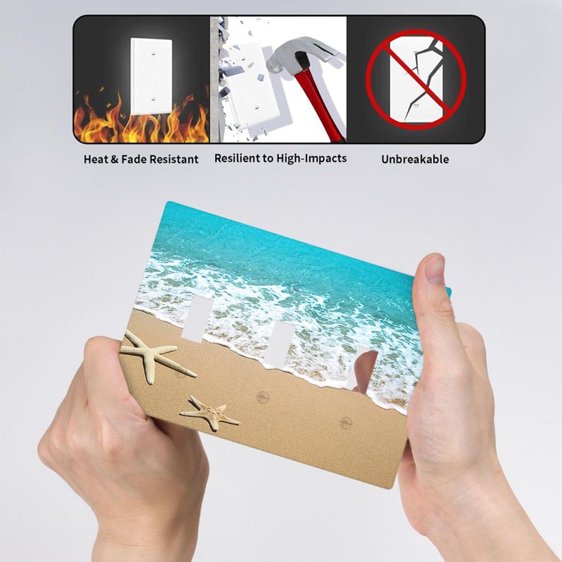 Moslion Beach Starfish Seashell 3 Gang Light Switch Cover Summer