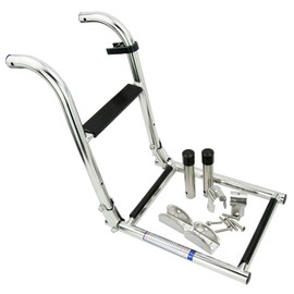 316 Stainless Steel Marine Boat Folding Pontoon Transom Boarding Ladder 3 Step
