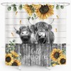 ZXMBF Farmhouse Highland Cow Shower Curtain Sunflower Funny Cattle Farm