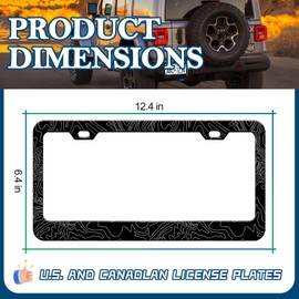 HCSS Topographic Map License Plate Frame, Topography Aluminum Metal License Plate Holder Cover Car Accessory for Men Women, Rust-Proof Waterproof Car Decorative Tag Frames for Standard US 12x6 Inch