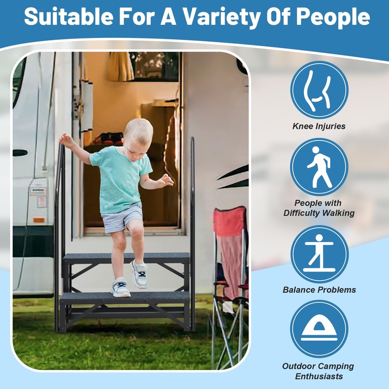 Rv Steps with Handrail 2 Step, Hot Tub Steps with