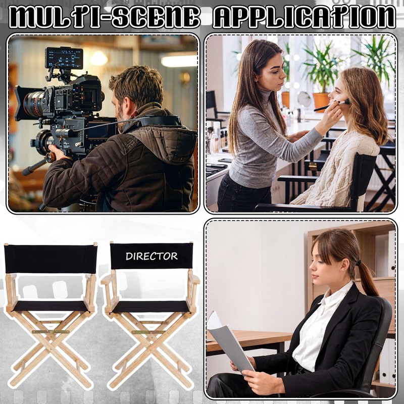 Irenare 2 Set Directors Chair Canvas Replacement Black Movie Chair