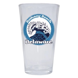 R and R Imports Bethany Beach Delaware Ocean Wave Design Souvenir 16 oz Pint Glass 2-Pack
