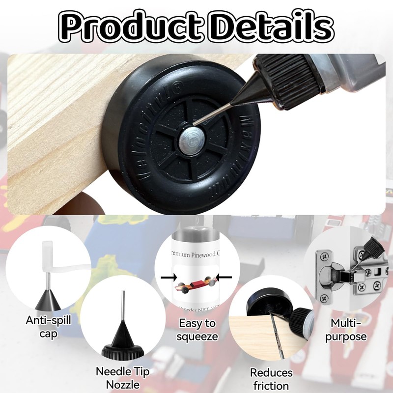 DerbyCraftPro Pinewood Car Weights and Graphite Powder, Steel with Graphite