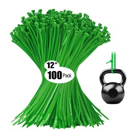 Zip Ties Heavy Duty Cable Ties with 200lbs Tensile Strength, Multi-Purpose Adjustable Ties, UV Resistant Indoor and Outdoor Cable Ties for Use in The Home, Office, Garden (12" (200lb)-Green)