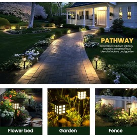 GIGALUMI LED Solar Walkway Lights, 6 Pack Waterproof Lights for Garden, Landscape, Path, Yard, Patio, Driveway - Maintain 10 Hours of Lighting
