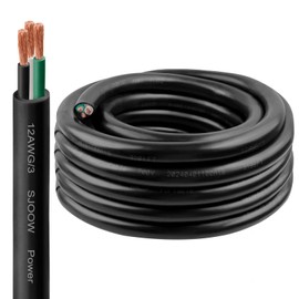 12/3 SJOOW Wire 25FT, 12 AWG 300V SJOOW Bulk Cable, 12 Gauge 3 Conductor Portable Cable for Welder,Generator,Portable Light,Circuits,EV Car Charger,Motor Lead