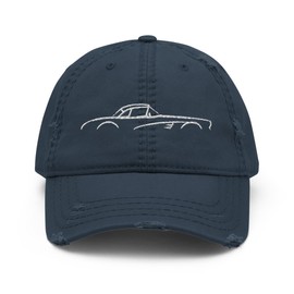C1 Sports Car 1953-1962 American Classic Car Silhouette Embroidered Cap for Corvette Owners Distressed Dad Hat Navy