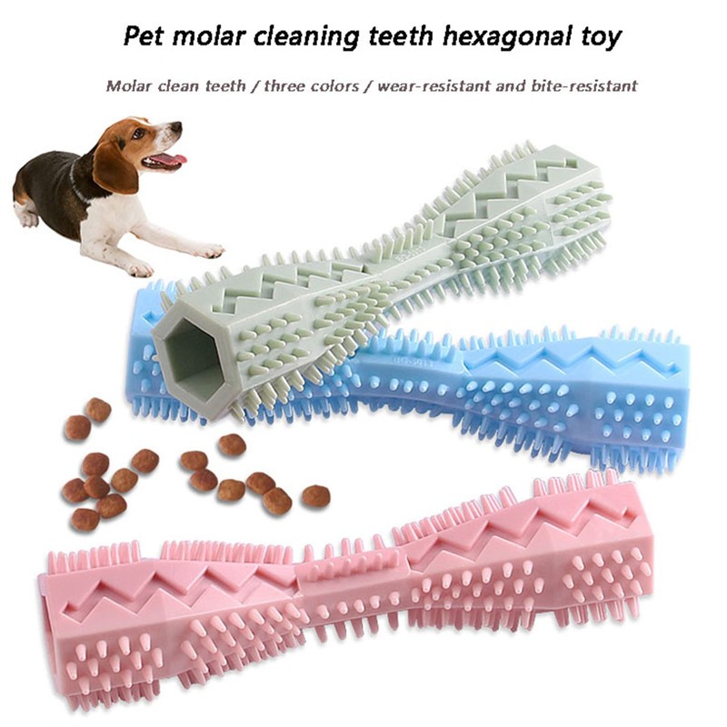 Durable Dog Toothbrush Chew Toy Stick Soft Rubber Teeth Cleaning