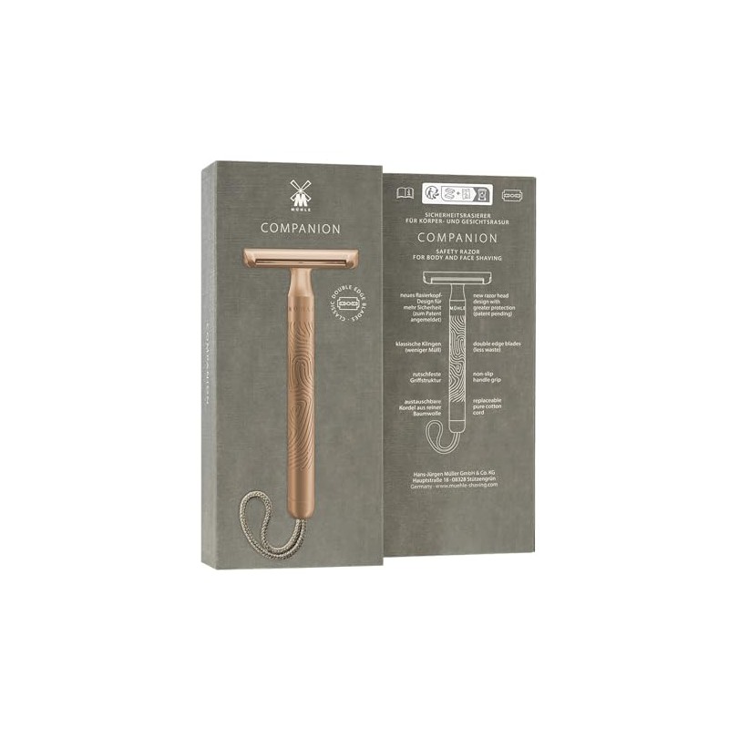 MÜHLE Companion Safety Razor, unisex, rose gold, extra long grip