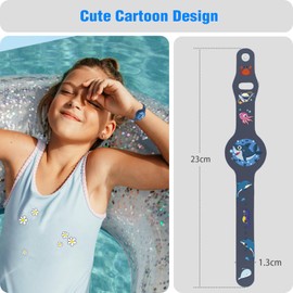 NATOSU Kinder wasserdicht für Airtag-Armband, verstellbar, verstecktes süßes Hai-Cartoon-Design für Air-Tag-Halter, Silikon-Anti-Verlust-GPS-Tracker-Armband-Hülle für Kleinkinder