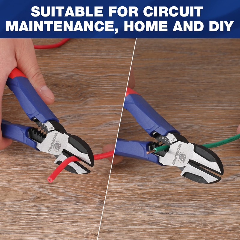 WORKPRO Diagonal Cutting Pliers with Wire Stripper, 7.5 inch Heavy