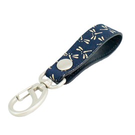 Indenya 4701-14-008 Belt Strap Key Chain B Deerskin Navy Blue and White Lacquer, Dragonfly Pattern, multicolor (navy / white)