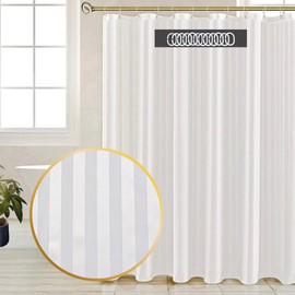 Vorgato Luxury - Fabric Shower Curtains - Fabric Shower Curtain Liner Washable - Hotel Quality Shower Curtains - Bathroom Shower Curtain - Cloth Shower Curtain- with 12 Hooks 72in x 72in