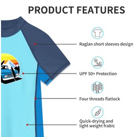 BesserBay Sun Protective Rash Guard Quick-Dry Swimming Sun Shirt for Boys 11-12 Years