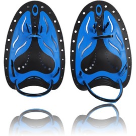 Swim Paddles Hand, Adjustable Swimming Hand Paddles Swim Training Hand Paddles Swimming Paddles Flat Swim Flippers for Kids Children Men Women (Blue, L)