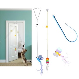 GUCHO Cat Toys for Indoor Cats,Interactive Cat Toy,Jouet Pour Chat,Door Hanging Toys for Kitty,Cat Feather Toys 4Pack