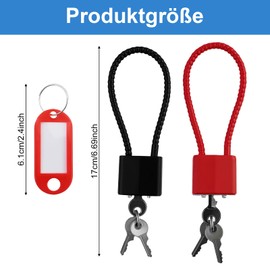 2 Pieces Cable Lock with Key, Heavy Duty Padlock with Long Shackle Padlocks with Key for Suitcase, Gate, Bike, Gym, Locker, with 2 Key Cards