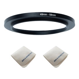 49mm Lens to 58mm Camera Lens Adapter 49mm to 58mm Step Up Ring Adapter Ring for All Brands of UV ND CPL, with Premium Lens Wiping Cloth 2 Pack (49mm-58mm)