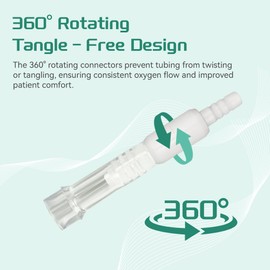 Oxygen Tubing Swivel Connectors, 360° Rotating for Oxygen Cannula, Hose and Tube Connectors, Prevents Tube Tangles, Travel and Home Use, Standard Size - Male/Female (10 Pack)
