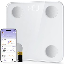 Ovutek Pink Smart Scale for Body Weight, Digital Bathroom Scale BMI Weighing Body Fat Scale, Accurate Body Composition Scale Monitor for People's Health with Smartphone App, Compact Size, 400lb:_White