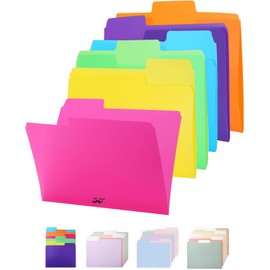 Mr. Pen- Poly File Folders, 1/3 Cut Tab, 6 Pack, Assorted Colors, Letter Size, Colored Letter File Folders for Office Supplies